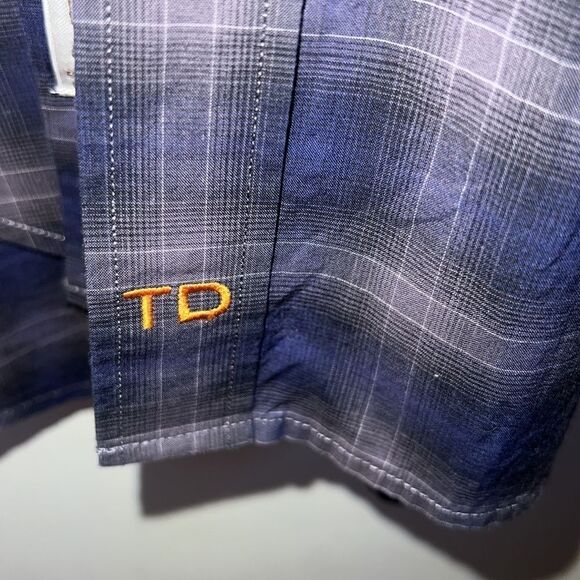 THOMAS DEAN Cobalt Blue and Grey Plaid L/S Button Up Shirt-L - Picture 8 of 9